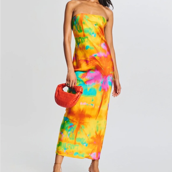 SER.O.YA Dresses & Skirts - CERITH SILK STRAPLESS MIDI DRESS